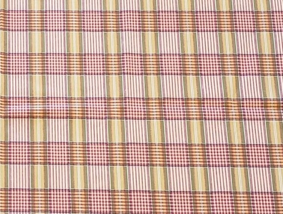 100% Cotton Canvas "Pleasant Plaid" Upholstery Fabric Red Green Gold 2 Yards - Picture 1 of 4